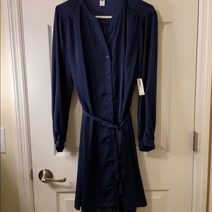 NWT Navy Blue button jewel neck dress